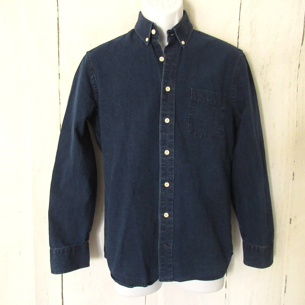 Taylor Stitch Shirt 36 Mens Blue Denim Button Down Long Sleeve Organic Cotton